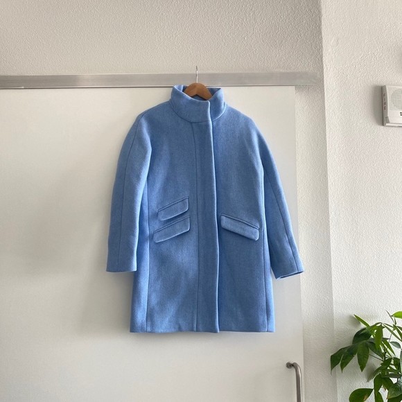 NWT J. Crew Italian Stadium Cloth Cocoon Coat in Heather Twilight Blue Size 2 - Picture 5 of 9